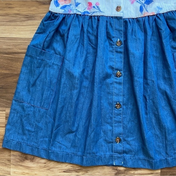 Joules Girl's 9-10 yr. Floral Chambray Liddie Luxe Dress - Picture 7 of 12